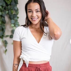 Sozy White Wrap Crop Top